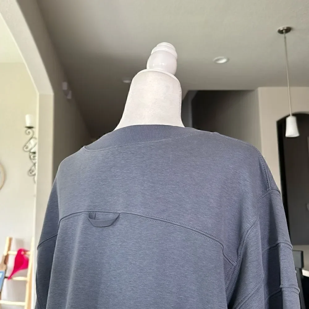 NWOT Free People Crew Neck Sweatshirt Sleeve Pocket Blue Oversized Movement Gym